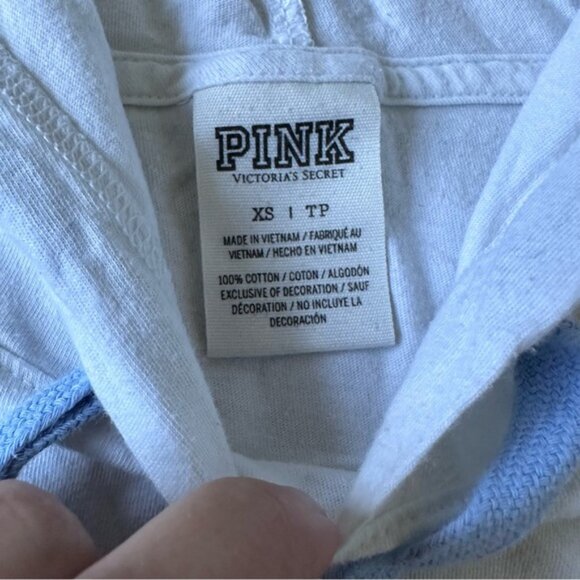 Victoria's Secret PINK | White & Blue Campus Hoodie | Size Extra Small - Picture 7 of 10